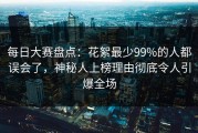 每日大赛盘点：花絮最少99%的人都误会了，神秘人上榜理由彻底令人引爆全场