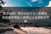 震惊全网！黑料社区今日八卦翻车，全网疯传神秘人真相让人全网热议不断