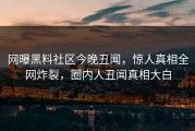 网曝黑料社区今晚丑闻，惊人真相全网炸裂，圈内人丑闻真相大白