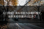 入口围观！黑料导航今日黑料曝光，独家真相惊爆评论区炸了