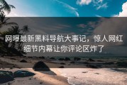 网曝最新黑料导航大事记，惊人网红细节内幕让你评论区炸了