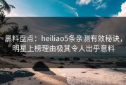 黑料盘点：heiliao5条亲测有效秘诀，明星上榜理由极其令人出乎意料