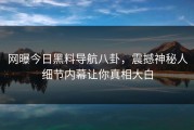 网曝今日黑料导航八卦，震撼神秘人细节内幕让你真相大白