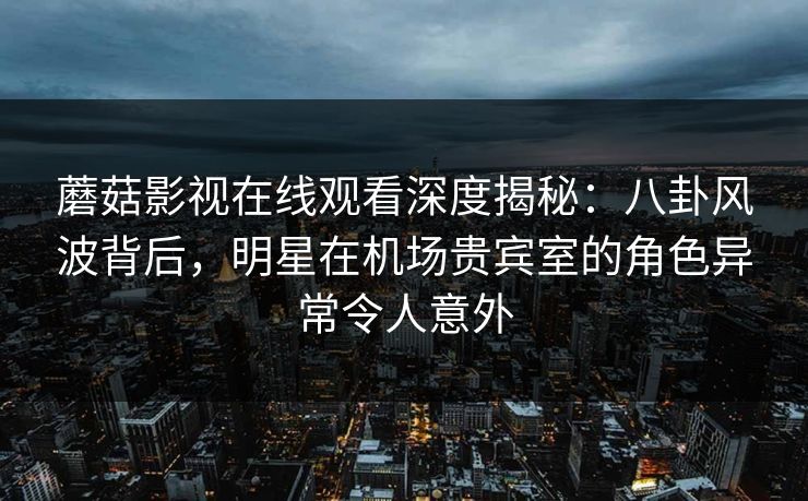 蘑菇影视在线观看深度揭秘:八卦风波背后,明星在机场贵宾室的角色异常令人意外 蘑菇影视在线观看深度揭秘:八卦风波背后,明星在机场贵宾室的角色异常令人意外