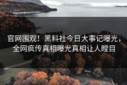 官网围观！黑料社今日大事记曝光，全网疯传真相曝光真相让人瞠目