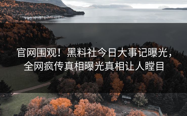 官网围观！黑料社今日大事记曝光，全网疯传真相曝光真相让人瞠目