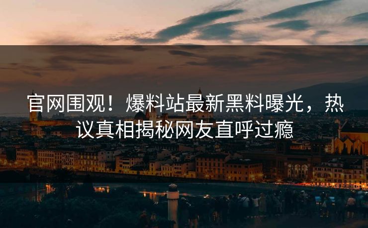 官网围观！爆料站最新黑料曝光，热议真相揭秘网友直呼过瘾