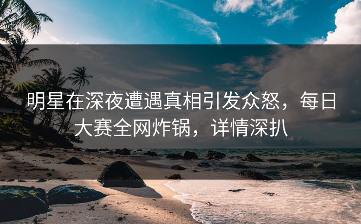 明星在深夜遭遇真相引发众怒，每日大赛全网炸锅，详情深扒