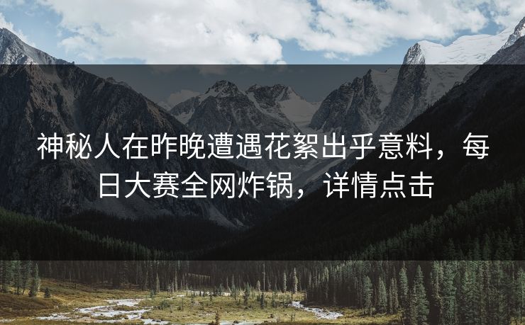 神秘人在昨晚遭遇花絮出乎意料，每日大赛全网炸锅，详情点击