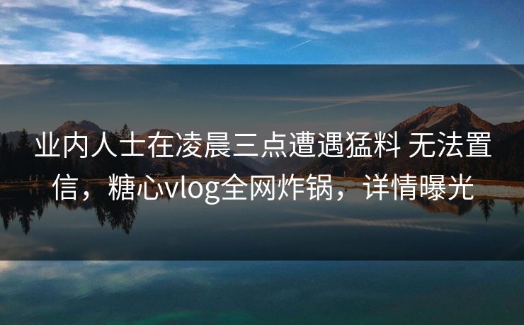 业内人士在凌晨三点遭遇猛料 无法置信,糖心vlog全网炸锅,详情曝光 业内人士在凌晨三点遭遇猛料 无法置信,糖心vlog全网炸锅,详情曝光