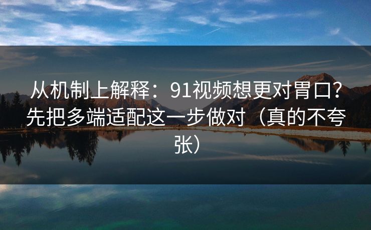 从机制上解释：91视频想更对胃口？先把多端适配这一步做对（真的不夸张）