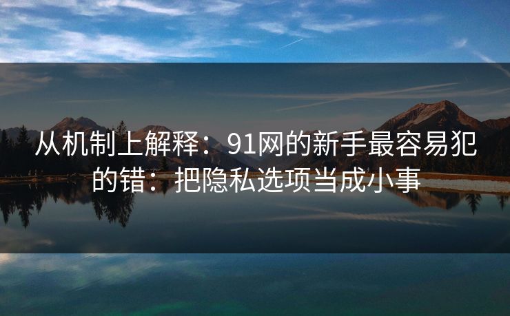 从机制上解释:91网的新手最容易犯的错:把隐私选项当成小事 从机制上解释:91网的新手最容易犯的错:把隐私选项当成小事